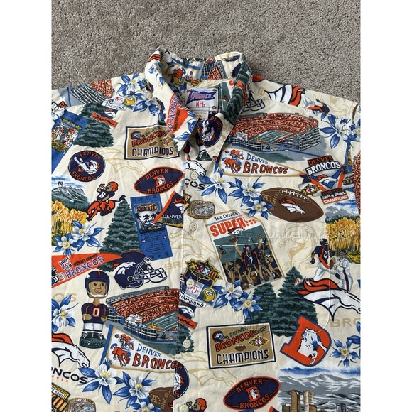 Vintage Shirt Reyn Spooner NFL Denver Broncos Hawaiian Tailored in Hawaii, Sz XL - Picture 4 of 7